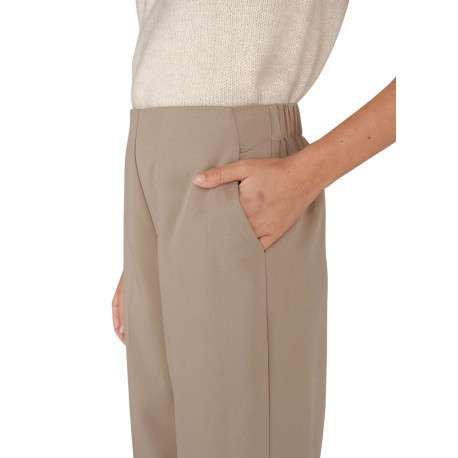 Pantalon tailleur beige uni avec une coupe bootcut et 2 poches - Image 6