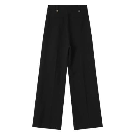 Pantalon tailleur noir uni avec une coupe bootcut et passants pour ceinture - Image 2