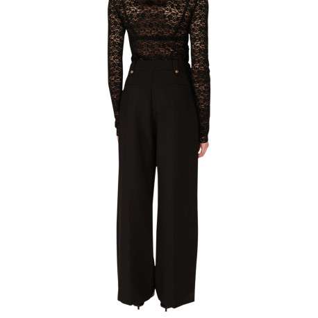 Pantalon tailleur noir uni avec une coupe bootcut et passants pour ceinture - Image 4
