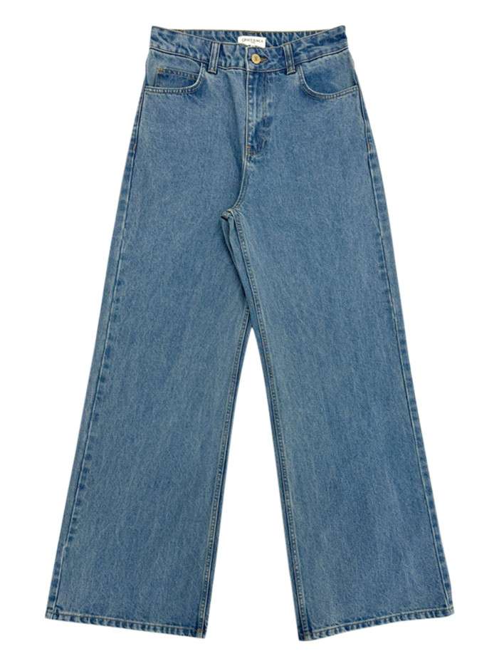 Jean 5 poches en coton bleu...