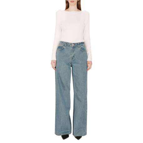 Jean 5 poches en coton bleu ciel délavé avec une coupe bootcut - Image 6