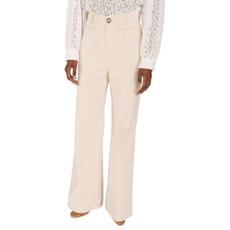 Pantalon en coton écru en velours côtelé avec une coupe bootcut - Image 5