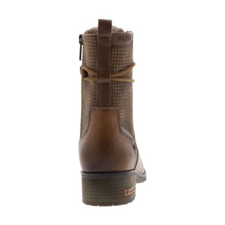 Bottines cognac à talon décroché bas avec un zip et des lacets ronds - Image 6