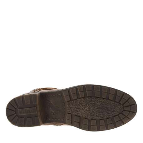 Bottines cognac à talon décroché bas avec un zip et des lacets ronds - Image 5