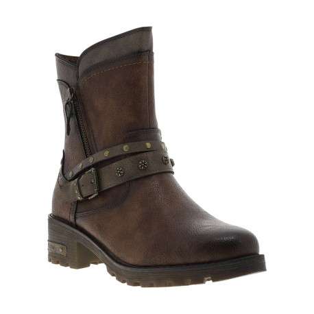 Boots brunes à talon décroché moyen et à zip avec une semelle crantée - Image 3