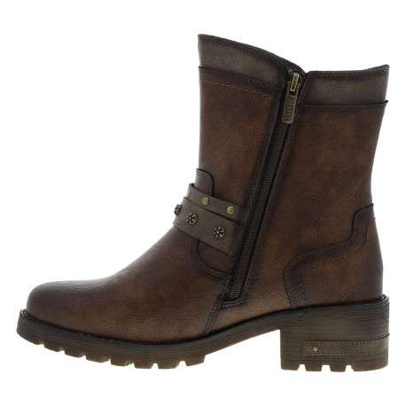 Boots brunes à talon décroché moyen et à zip avec une semelle crantée