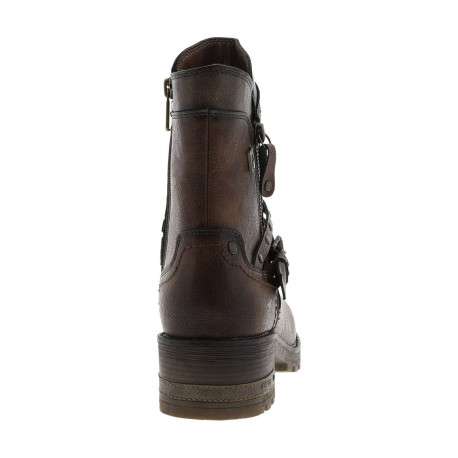 Boots brunes à talon décroché moyen et à zip avec une semelle crantée - Image 6
