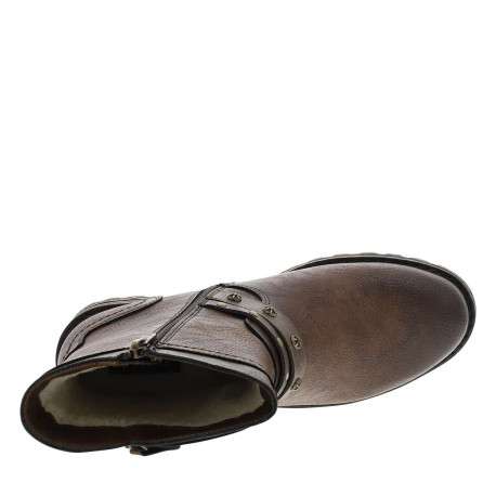 Boots brunes à talon décroché moyen et à zip avec une semelle crantée - Image 4
