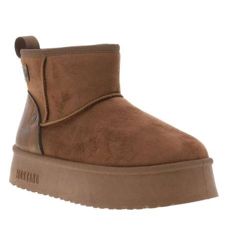 Boots marron à talon plateau et à slip-on avec l'intérieur en fausse fourrure - Image 3