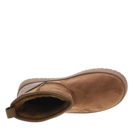 Boots marron à talon plateau et à slip-on avec l'intérieur en fausse fourrure - Image 4