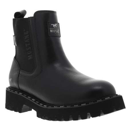 Bottines noires à talon décroché bas avec un zip et un soufflet élastiqué - Image 3