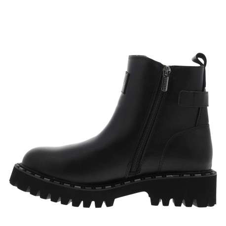 Bottines noires à talon décroché bas avec un zip et un soufflet élastiqué