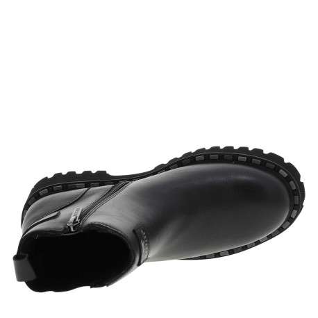 Bottines noires à talon décroché bas avec un zip et un soufflet élastiqué - Image 4