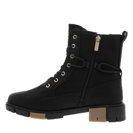 Bottines noires à talon décroché bas avec un zip des lacets ronds - Image 2