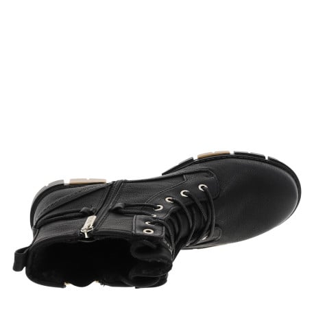 Bottines noires à talon décroché bas avec un zip des lacets ronds - Image 4