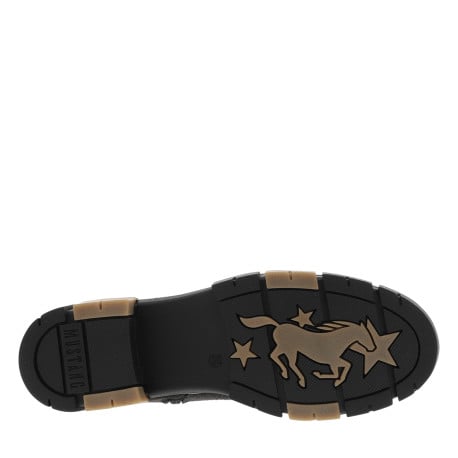 Bottines noires à talon décroché bas avec un zip des lacets ronds - Image 5