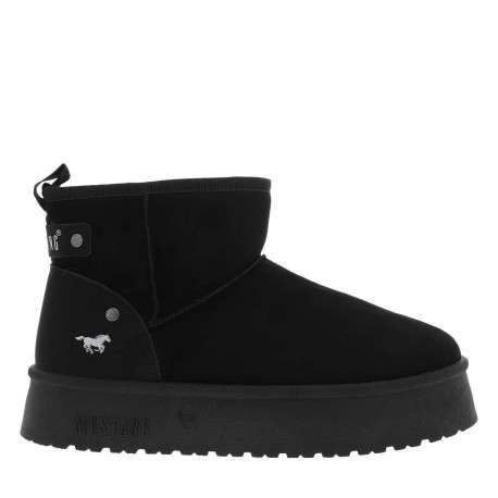 Boots noires à talon plateau et à slip-on avec l'intérieur en fausse fourrure - Image 2