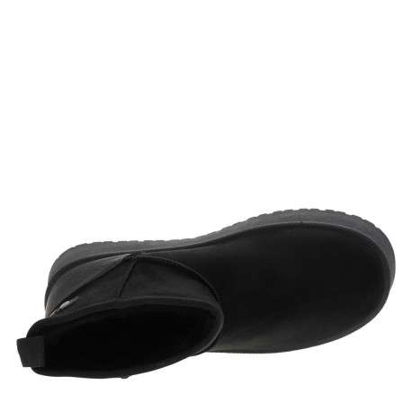 Boots noires à talon plateau et à slip-on avec l'intérieur en fausse fourrure - Image 4