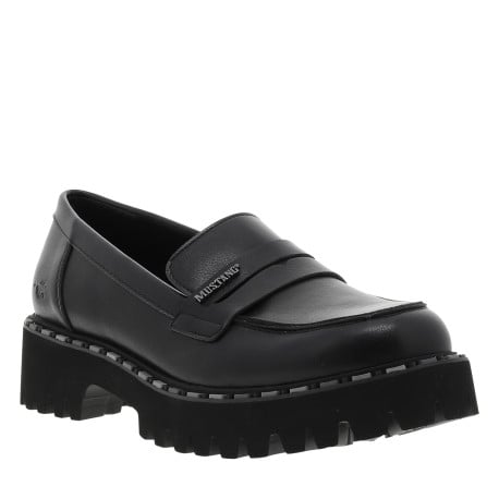Mocassins noirs à talon décroché bas et à slip-on avec une semelle crantée - Image 3
