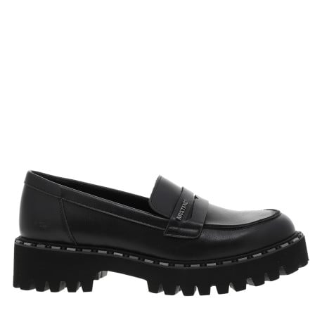 Mocassins noirs à talon décroché bas et à slip-on avec une semelle crantée