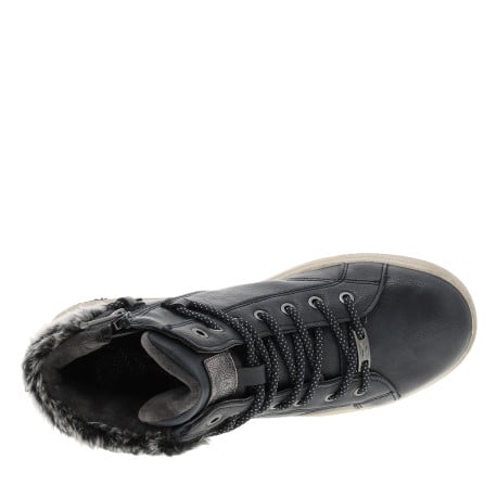 Tennis bleu marine à talon plat avec un zip et des lacets ronds - Image 5