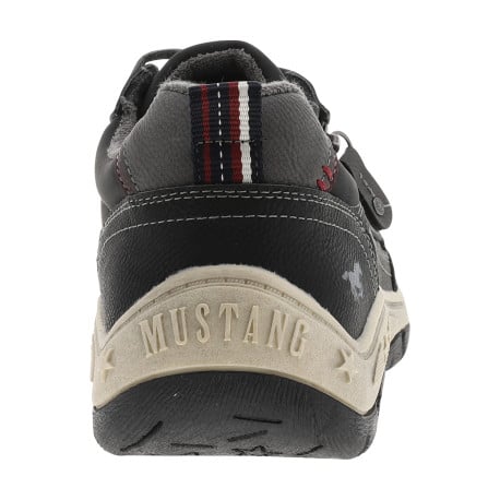 Sneakers noires à talon plat avec des lacets plats gris et un zip - Image 7