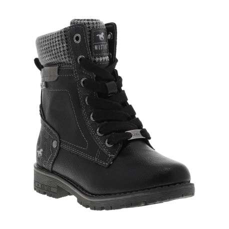 Bottines noires à talon décroché bas avec des lacets et un zip - Image 3