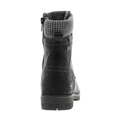 Bottines noires à talon décroché bas avec des lacets et un zip - Image 6