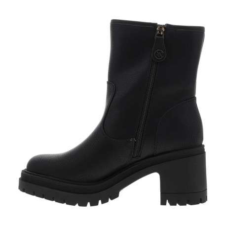 Boots noires à talon décroché moyen avec un zip et soufflet avec boucle