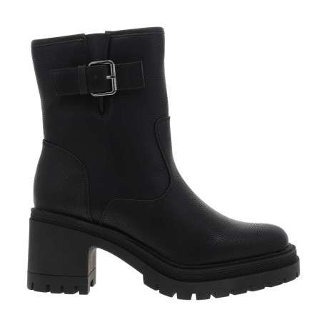 Boots noires à talon décroché moyen avec un zip et soufflet avec boucle - Image 2