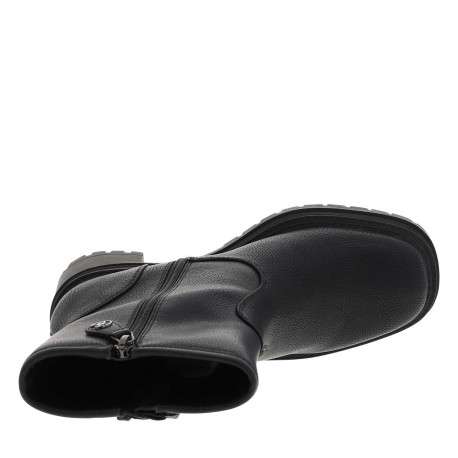 Boots noires à talon décroché moyen avec un zip et soufflet avec boucle - Image 4