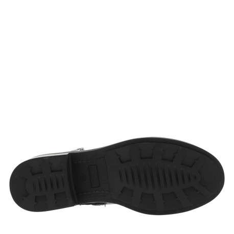 Boots noires à strass avec un talon décroché bas et un zip avec logo - Image 5