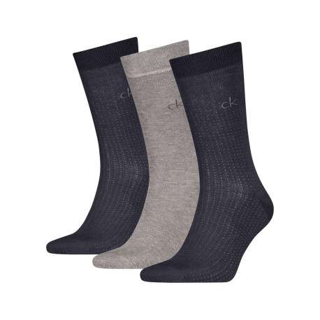 Lot de 3 paires de chaussettes hautes grises et marine en coton mélangé