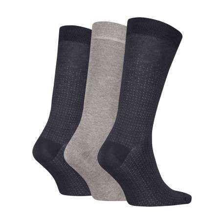 Lot de 3 paires de chaussettes hautes grises et marine en coton mélangé - Image 2