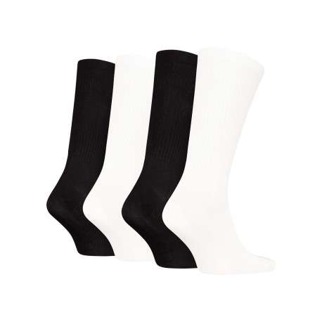 Lot de 4 paires de chaussettes hautes en coton mélangé noires et blanches - Image 2
