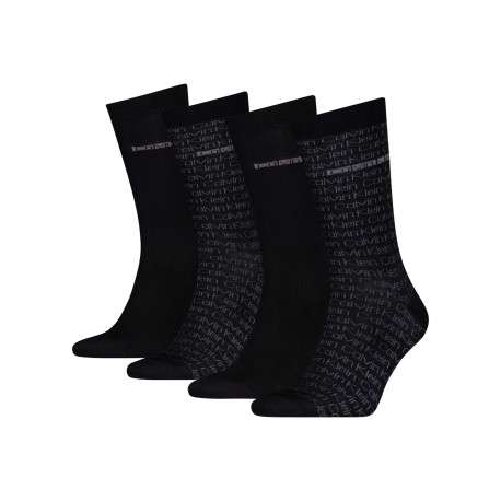 Lot de 4 paires de chaussettes hautes noires imprimées en coton mélangé