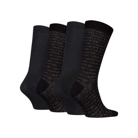 Lot de 4 paires de chaussettes hautes noires imprimées en coton mélangé - Image 2
