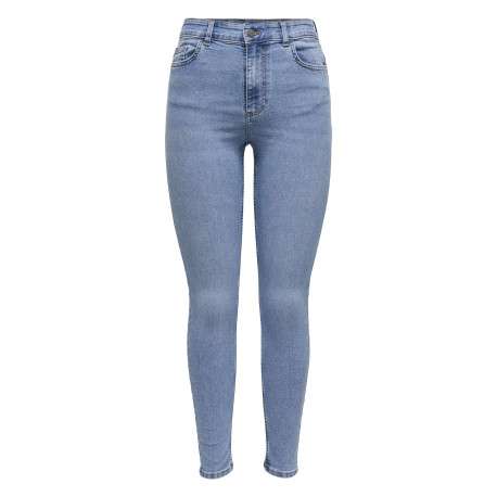 Jean en coton mélangé bleu clair coupe slim pourvu de passants pour la ceinture
