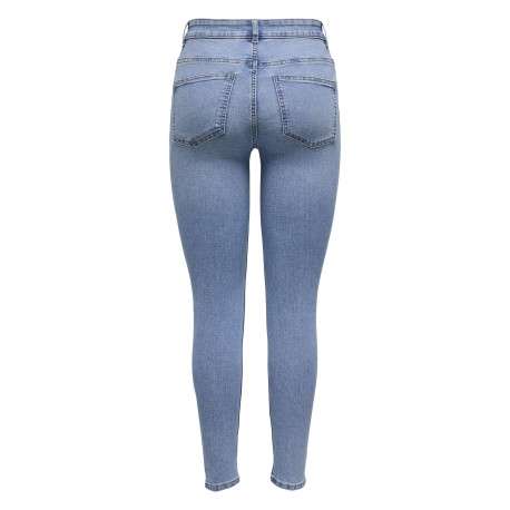 Jean en coton mélangé bleu clair coupe slim pourvu de passants pour la ceinture - Image 2