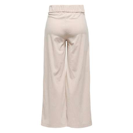 Pantalon chino beige uni avec une coupe flare et une taille élastiquée - Image 2
