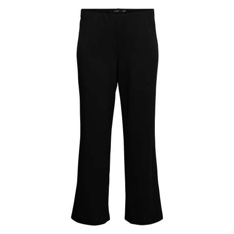 Pantalon noir uni à coupe droite avec un élastique à la taille