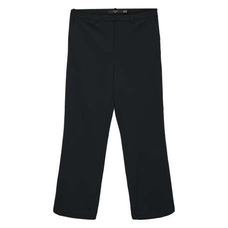 Pantalon noir uni à une coupe bootcut avec une aggraphe et un zip