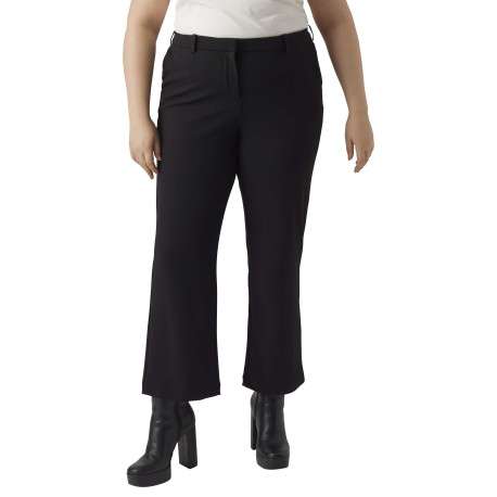 Pantalon noir uni à une coupe bootcut avec une aggraphe et un zip - Image 2