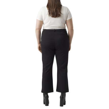 Pantalon noir uni à une coupe bootcut avec une aggraphe et un zip - Image 3