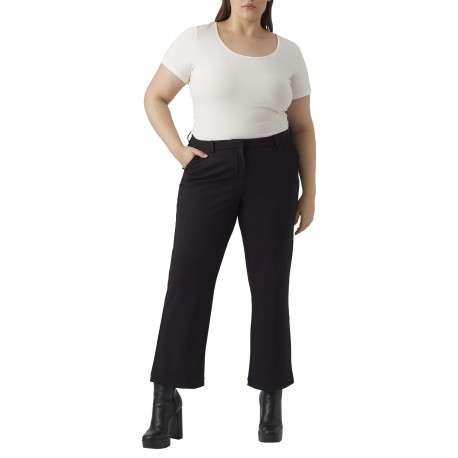 Pantalon noir uni à une coupe bootcut avec une aggraphe et un zip - Image 4