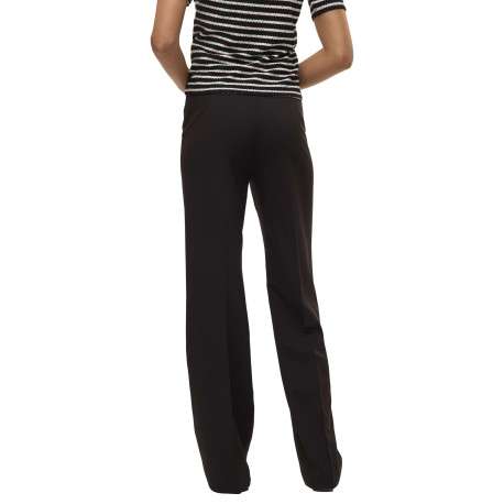 Pantalon noir uni avec une coupe droite et bouton à la taille - Image 4
