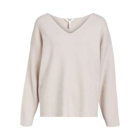 Pull gris uni coupe ample pourvu d'un col v et de manches longues