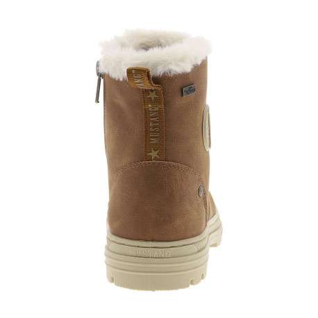 Bottines cognac à talon décroché bas avec des lacets plats et un zip - Image 6