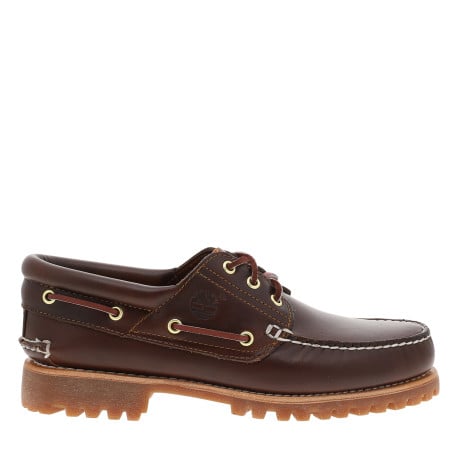 Mocassins bruns en cuir à talon décroché bas avec des lacets 