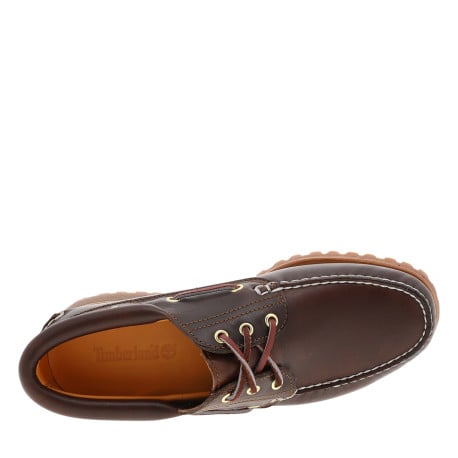 Mocassins bruns en cuir à talon décroché bas avec des lacets  - Image 5